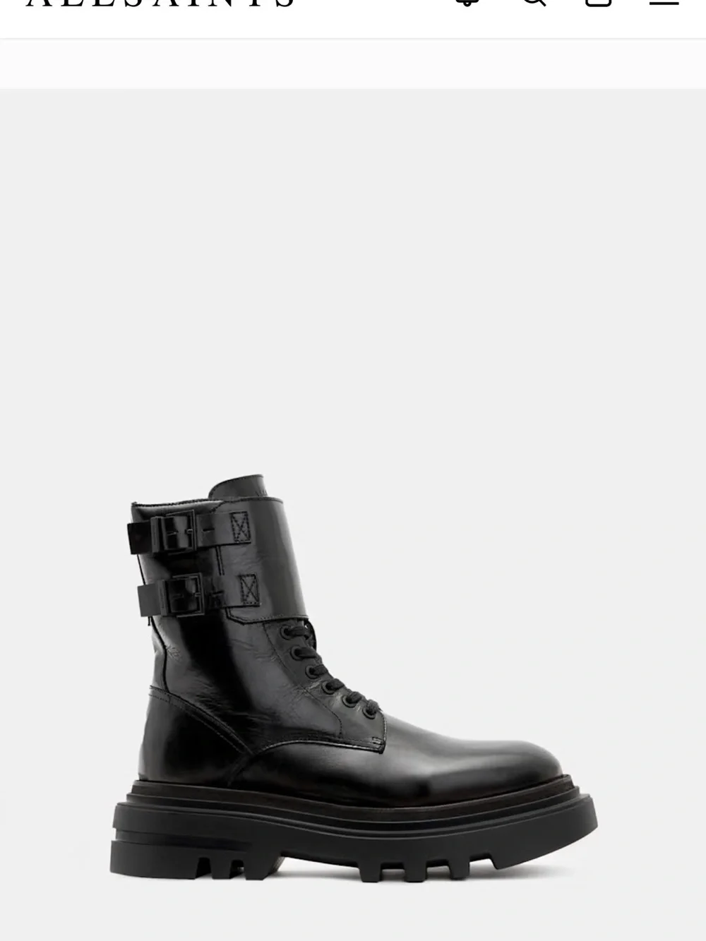 All Saints Men’s Black Leather Combat Boot